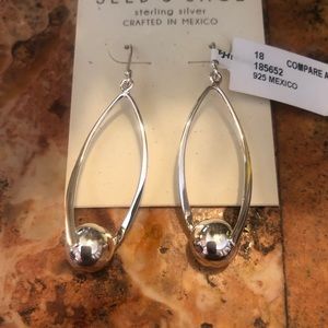 Sterling silver drop ball earrings